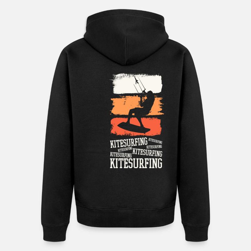 Kitesurf Kitesurf Kitesurfer Kiten Kiteboard - Veste à capuche bio Premium Unisexe - noir