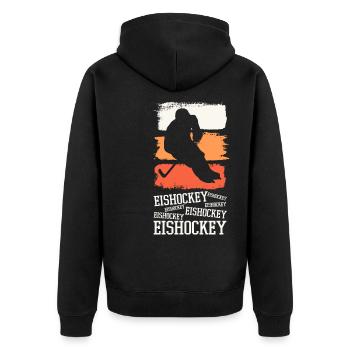 Eishockey Eishockeyspieler Spieler Vintage Retro - Unisex Premium Bio Zip Hoodie - Schwarz - Hinten - Nico (187cm)