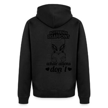 Fille Alien Heart Love Funny Dicton - Veste à capuche bio Premium Unisexe - noir - Dos - Nico (187cm)