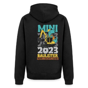 Bauleiter 2023 - Unisex Premium Bio Zip Hoodie - Schwarz - Hinten - Nico (187cm)