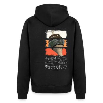 Düsseldorf Japan City Skyline Vintage Retro - Veste à capuche bio Premium Unisexe - noir - Dos - Nico (187cm)