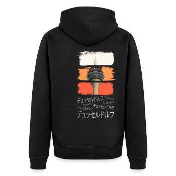 Düsseldorf Japan City Skyline Vintage Retro - Veste à capuche bio Premium Unisexe - noir - Dos - Nico (187cm)