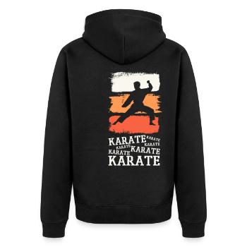 Karate Karateka Kampsport Kampfkunst Kämpfen Sport - Unisex Premium Bio Zip Hoodie - Schwarz - Hinten - Nico (187cm)
