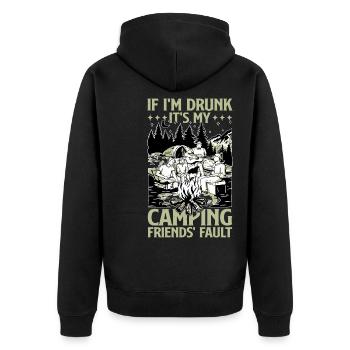 If I'm Drunk It's My Camping Friends' Fault 3 - Unisex Premium Bio Zip Hoodie - Schwarz - Hinten - Nico (187cm)