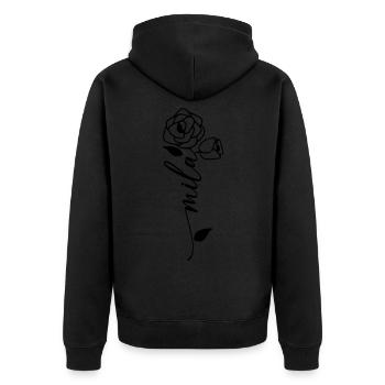 Mila Nom Prénom Nom Fleur - Veste à capuche bio Premium Unisexe - noir - Dos - Nico (187cm)