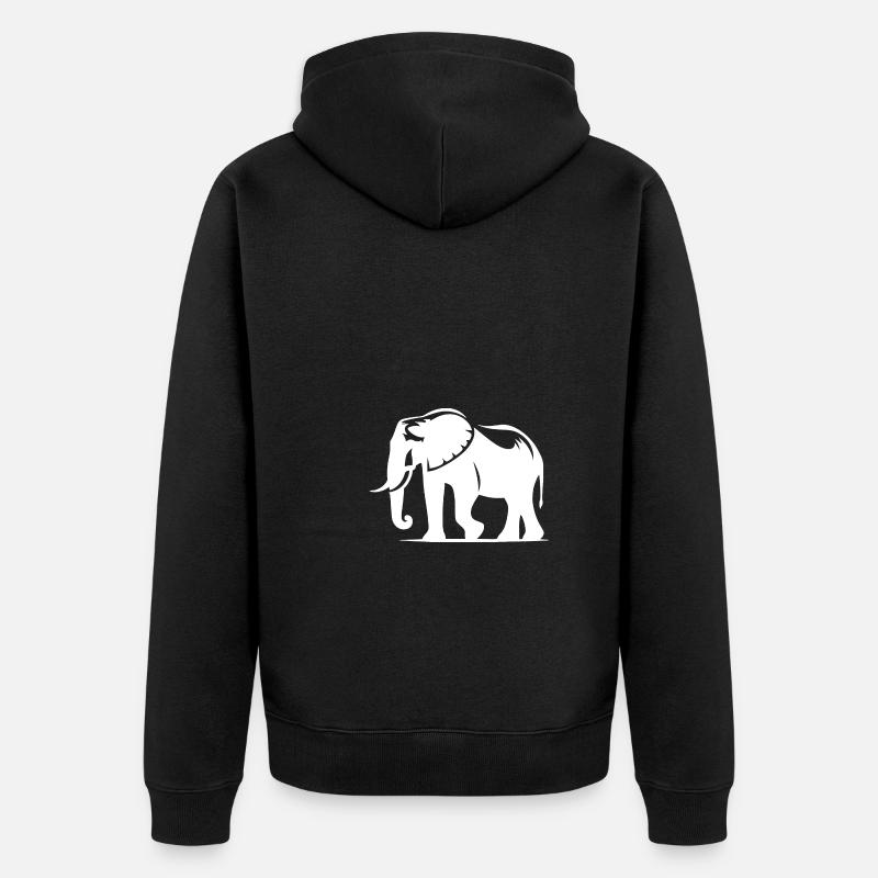 Grande silhouette d’éléphant avec défenses - Veste à capuche bio Premium Unisexe - noir
