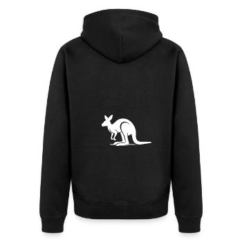 Majestic kangaroo in minimalist shape - Unisex Premium Organic Zip Hoodie - black - Back - Nico (187cm)