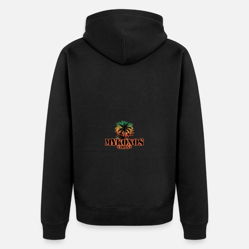Mykonos 2025 Palmiers - Veste à capuche bio Premium Unisexe - noir