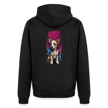 Adorable chiot Pembroke Welsh Corgi - Veste à capuche bio Premium Unisexe - noir - Dos - Nico (187cm)