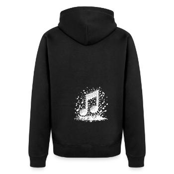 Festival Splash of Sound – Musik Noten mit Wumms - Unisex Premium Bio Zip Hoodie - Schwarz - Hinten - Nico (187cm)