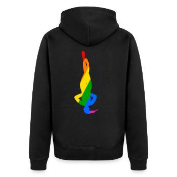 Pose colorée du poirier dans le yoga - Veste à capuche bio Premium Unisexe - noir - Dos - Nico (187cm)