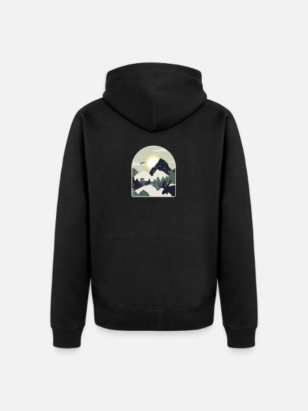 Nature Forest Mountains Hiking - Unisex Premium Organic Zip Hoodie - black