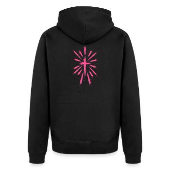 Kreuz Christentum Jesus Kirche Religion Bibel - Unisex Premium Bio Zip Hoodie - Schwarz - Hinten - Nico (187cm)
