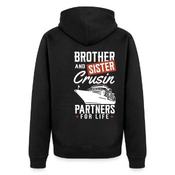 Kreuzfahrt - Unisex Premium Bio Zip Hoodie - Schwarz - Hinten - Nico (187cm)