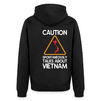 Vietnam - Unisex Premium Bio Zip Hoodie - Schwarz - Hinten - Nico (187cm)