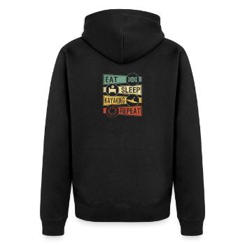 Kayak - Unisex Premium Bio Zip Hoodie - Schwarz - Hinten - Nico (187cm)