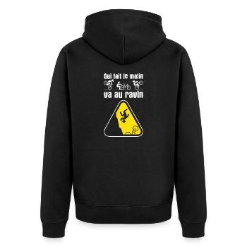 Qui fait le malin, va au ravin ! - Veste à capuche bio Premium Unisexe - noir - Dos - Nico (187cm)