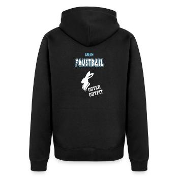 Faustball Oster Outfit Ostergeschenk Faustballer - Unisex Premium Bio Zip Hoodie - Schwarz - Hinten - Nico (187cm)