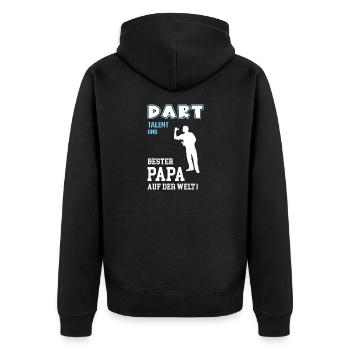 Dart Bester Papa Vater Vatertag Geburtstag Darter - Unisex Premium Bio Zip Hoodie - Schwarz - Hinten - Nico (187cm)