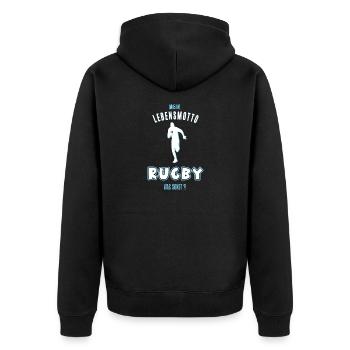 Rugby Rugbyer Rugbyfan Rugbyspiel Rugbyspieler - Unisex Premium Bio Zip Hoodie - Schwarz - Hinten - Nico (187cm)