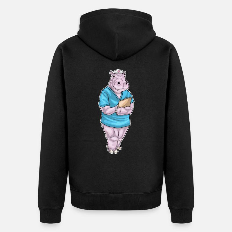 Infirmière hippopotame - Veste à capuche bio Premium Unisexe - noir