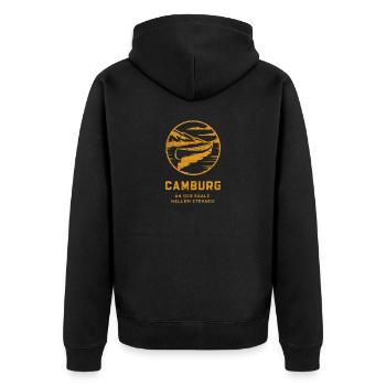 Ostthüringen Merch - Camburg - Unisex Premium Bio Zip Hoodie - Schwarz - Hinten - Nico (187cm)