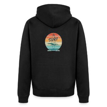 Retro Surf Vibes Vintage Surf Design - Unisex Premium Bio Zip Hoodie - Schwarz - Hinten - Nico (187cm)