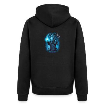 Zauberer - Unisex Premium Bio Zip Hoodie - Schwarz - Hinten - Nico (187cm)