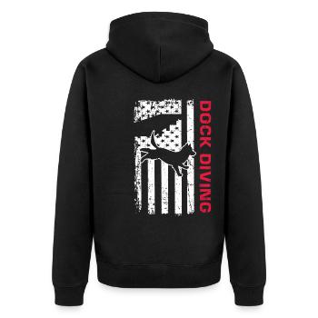 Dock Diving Design for Dog Jumping and Dock Dog - Unisex Premium Organic Zip Hoodie - black - Back - Nico (187cm)