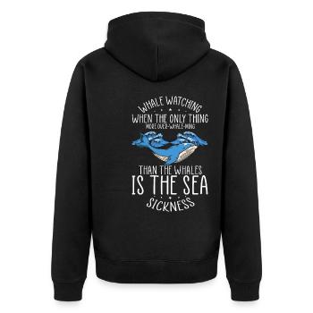 Orca Beobachtung für Buckelwale und Meerwale - Unisex Premium Bio Zip Hoodie - Schwarz - Hinten - Nico (187cm)