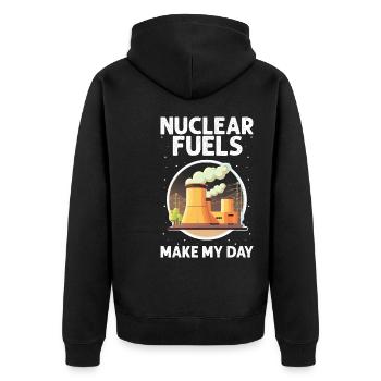 Kernenergie Spruch für Kernenergie - Unisex Premium Bio Zip Hoodie - Schwarz - Hinten - Nico (187cm)