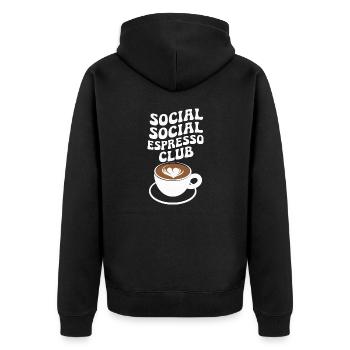 Social Espresso Club - Geschenke für Kaffee-Fans - Unisex Premium Bio Zip Hoodie - Schwarz - Hinten - Nico (187cm)