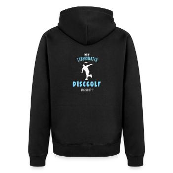 Discgolf Discgolfer Discgolfspieler Frisbee Golf - Unisex Premium Bio Zip Hoodie - Schwarz - Hinten - Nico (187cm)