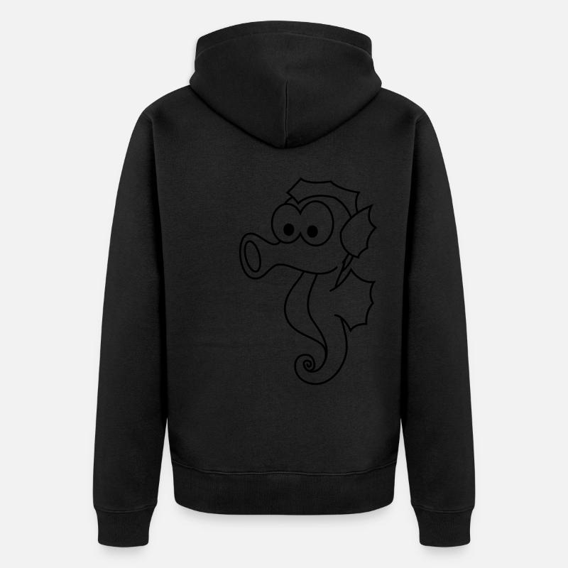 Seepferdchen Comic Tier - Unisex Premium Bio Zip Hoodie - Schwarz