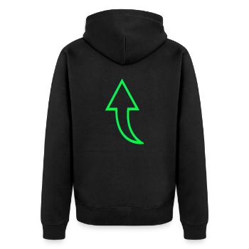 Pfeil nach oben - Unisex Premium Bio Zip Hoodie - Schwarz - Hinten - Nico (187cm)