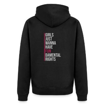 wanna have fundamental rights - Unisex Premium Organic Zip Hoodie - black - Back - Nico (187cm)