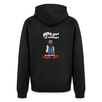 Lustiger Witzig Gesundheit Statement Spruch - Unisex Premium Bio Zip Hoodie - Schwarz - Hinten - Nico (187cm)