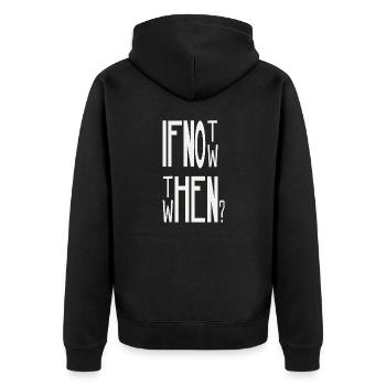 Wenn nicht jetzt, dann wann - Unisex Premium Bio Zip Hoodie - Schwarz - Hinten - Nico (187cm)