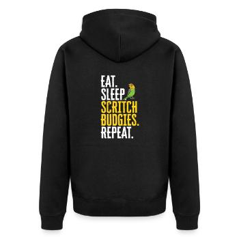 Budgerigar Parakeet Bird Pet Gift - Unisex Premium Organic Zip Hoodie - black - Back - Nico (187cm)