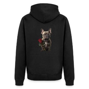 Français Bulldog Saint-Valentin - Veste à capuche bio Premium Unisexe - noir - Dos - Nico (187cm)