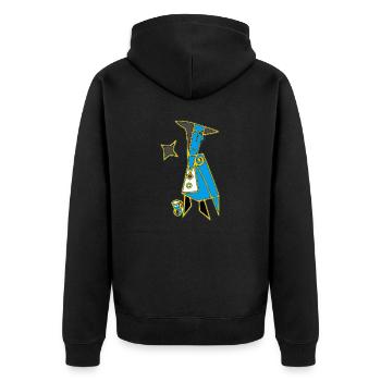 Charakter ireal - Unisex Premium Bio Zip Hoodie - Schwarz - Hinten - Nico (187cm)