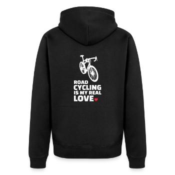 I love road cycling - Unisex Premium Organic Zip Hoodie - black - Back - Nico (187cm)