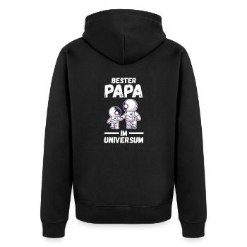 Papa Vater Astronaut Vatertag - Unisex Premium Bio Zip Hoodie - Schwarz - Hinten - Nico (187cm)