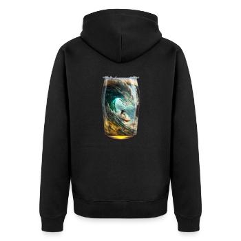 Surfen im Bierglas - Unisex Premium Bio Zip Hoodie - Schwarz - Hinten - Nico (187cm)