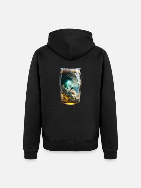 Surfen im Bierglas - Unisex Premium Bio Zip Hoodie - Schwarz