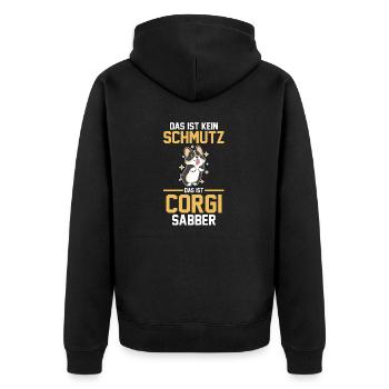 Hund Corgi - Unisex Premium Bio Zip Hoodie - Schwarz - Hinten - Nico (187cm)