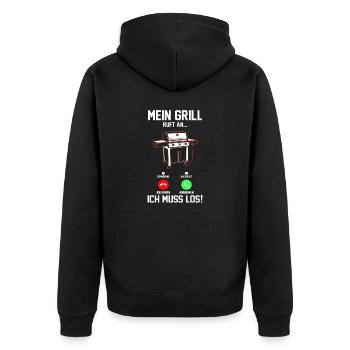 Grillparty Grillmeister Grill Grillen - Unisex Premium Bio Zip Hoodie - Schwarz - Hinten - Nico (187cm)