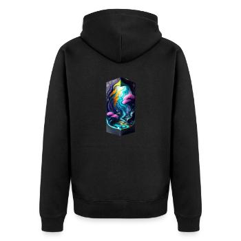Treppe zur Fantasie - Unisex Premium Bio Zip Hoodie - Schwarz - Hinten - Nico (187cm)