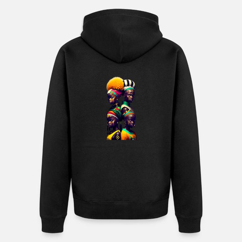 Visages africains - Veste à capuche bio Premium Unisexe - noir