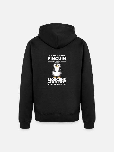Tiermotiv Pinguin - Unisex Premium Bio Zip Hoodie - Schwarz